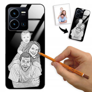 Etui Glass do VIVO Y22S Szkic Rysunek Własne Foto