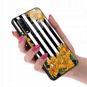 Etui Glass do VIVO Y70s Case Kwiaty Wiosenne Wzory