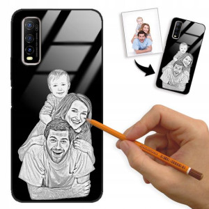Etui Glass do VIVO Y70s Szkic Rysunek Własne Foto