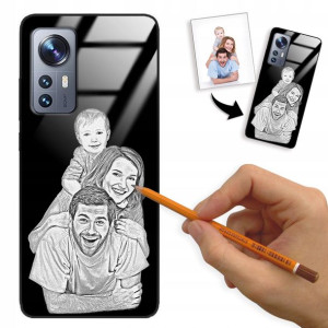 Etui Glass do XIAOMI 12 Szkic Rysunek Własne Foto
