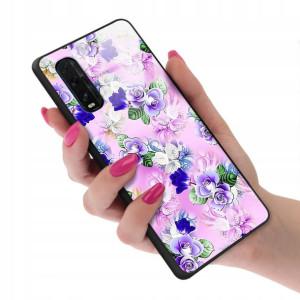Etui Glass Szklane do OPPO FIND X2 Kwiaty Wzory