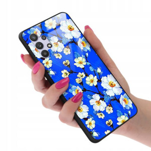 Etui Glass Szklane do SAMSUNG A32 4G Kwiaty Wzory