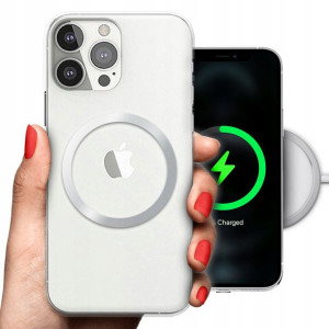 Etui Grube 2mm + Magsafe SREBRNY do IPHONE 13 PRO