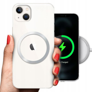 Etui Grube 2mm + Magsafe SREBRNY do IPHONE 14 PLUS