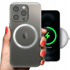 Etui Grube 2mm + Magsafe SREBRNY do IPHONE 14 PRO