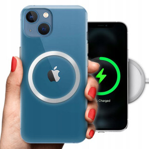Etui Grube 2mm + Ring Magsafe SREBRNY do IPHONE 14