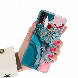 Etui Grube 2mm do SAMSUNG A20s Case Marmurki Wzory