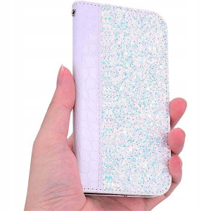 Etui Magnet Klapka Brokat Do Iphone Se 2020 Biały
