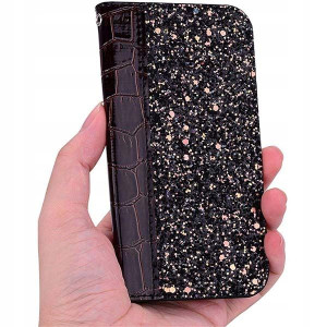 Etui Magnet Klapka Brokat Do Iphone Se 2020 Brąz