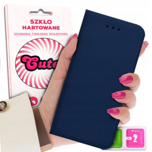Etui Magnetyczne Granatowy + 9h Do Motorola E22i