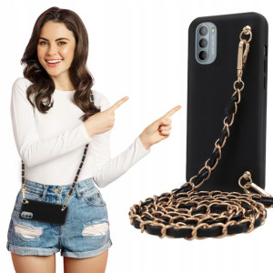 Etui Mat BLINK Czarny do MOTOROLA G31 4G Łańcuszek