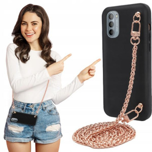 Etui Mat BLINK Czarny do MOTOROLA G41 4G Łańcuszek