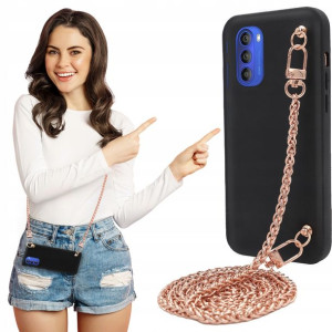 Etui Mat BLINK Czarny do MOTOROLA G51 5G Łańcuszek