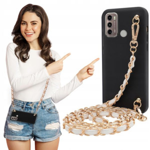 Etui Mat BLINK Czarny do MOTOROLA G60 4G Łańcuszek