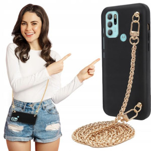 Etui MAT BLINK Czarny do MOTOROLA G60s Łańcuszek