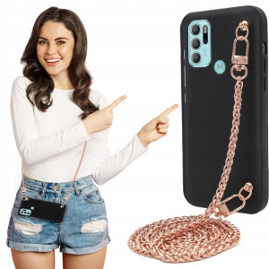 Etui Mat BLINK Czarny do MOTOROLA G60s Łańcuszek
