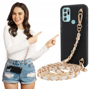 Etui Mat BLINK Czarny do MOTOROLA G60s Łańcuszek