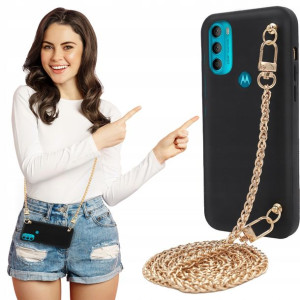 Etui MAT BLINK Czarny do MOTOROLA G71 5G Łańcuszek