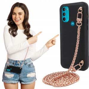 Etui Mat BLINK Czarny do MOTOROLA G71 5G Łańcuszek