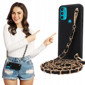 Etui Mat BLINK Czarny do MOTOROLA G71 5G Łańcuszek