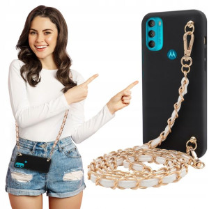 Etui Mat BLINK Czarny do MOTOROLA G71 5G Łańcuszek