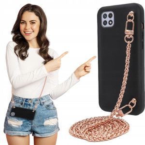 Etui Mat BLINK Czarny do SAMSUNG A22 5G Łańcuszek