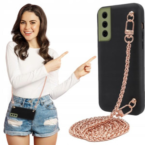 Etui Mat BLINK Czarny do SAMSUNG S21 FE Łańcuszek