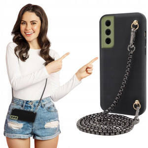 Etui Mat BLINK Czarny do SAMSUNG S21 FE Łańcuszek