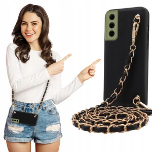 Etui Mat BLINK Czarny do SAMSUNG S21 FE Łańcuszek