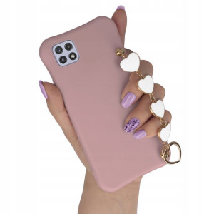 Etui Mat CIEMNY RÓŻ do SAMSUNG A22 5G Łańcuszek