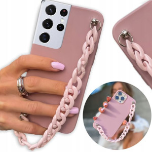 Etui Mat Ciemny Róż do SAMSUNG S21 ULTRA Łańcuch