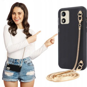Etui Mat Czarne BLINK Do MOTOROLA E13 Łańcuszek