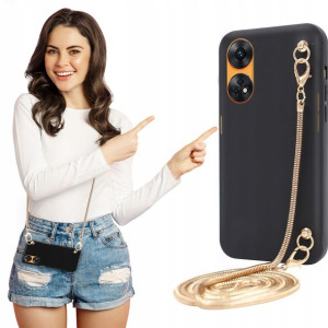 Etui Mat Czarne BLINK Do OPPO RENO 8T 4G Łańcuszek