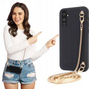 Etui Mat Czarne BLINK Do SAMSUNG A14 5G Łańcuszek