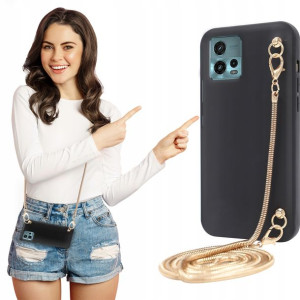 Etui Mat Czarne BLINK Łańcuszek do MOTOROLA G72