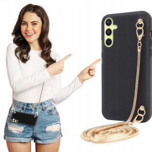 Etui Mat Czarne BLINK Łańcuszek do SAMSUNG A34 5G