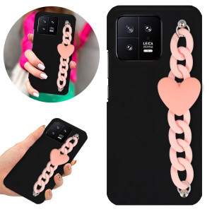 Etui Mat Czarne BLINK Łańcuszek Serce do XIAOMI 13