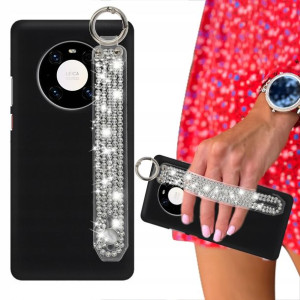 Etui Mat Czarne do HUAWEI MATE 40 Pasek Cyrkonie