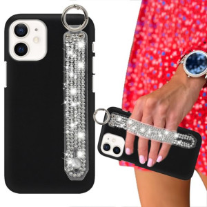 Etui Mat Czarne do IPHONE 12 MINI Pasek Cyrkonie