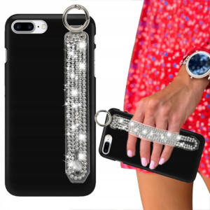 Etui Mat Czarne do IPHONE 7/8 PLUS Pasek Cyrkonie