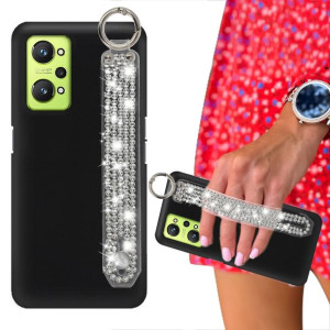 Etui Mat Czarne do REALME GT NEO 2 Pasek Cyrkonie