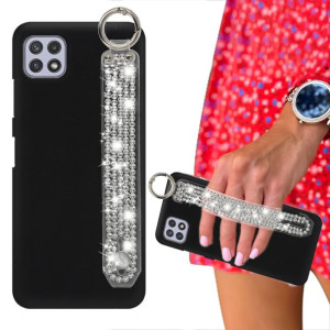 Etui Mat Czarne do SAMSUNG A22 5G Pasek Cyrkonie