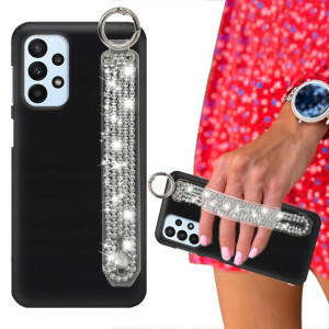 Etui Mat Czarne do SAMSUNG A23 5G Pasek Cyrkonie