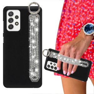 Etui Mat Czarne do SAMSUNG A52 4G Pasek Cyrkonie