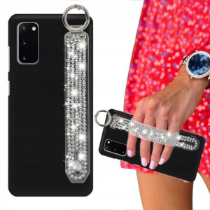 Etui Mat Czarne do SAMSUNG S20 5G Pasek Cyrkonie