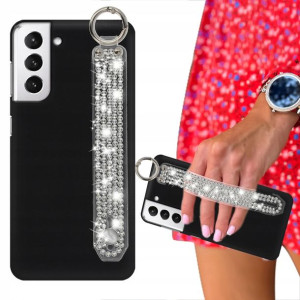 Etui Mat Czarne do SAMSUNG S21 PLUS Pasek Cyrkonie