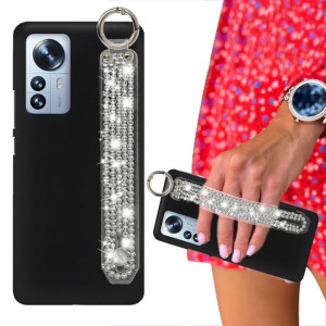 Etui Mat Czarne do XIAOMI 12 PRO 5G Pasek Cyrkonie