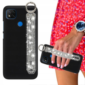 Etui Mat Czarne do XIAOMI REDMI 9C Pasek Cyrkonie