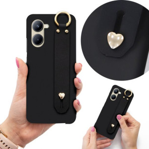 Etui Mat Czarne Pasek Z Serduszkiem do REALME C33