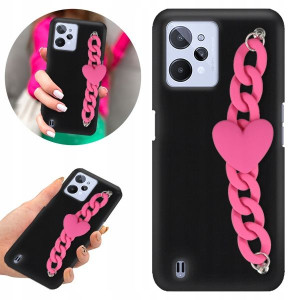 Etui Mat Czarne Łańcuszek do REALME C31 Blink 09